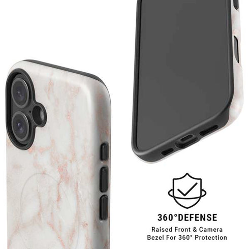 Rose Gold Marble iPhone 16 Plus Magsafe Impact Case